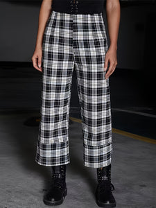 Plaid High Waist Pants