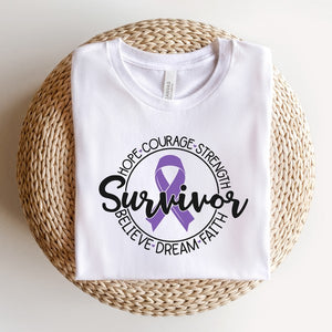 Breast Cancer Survivor Circle Words Tee