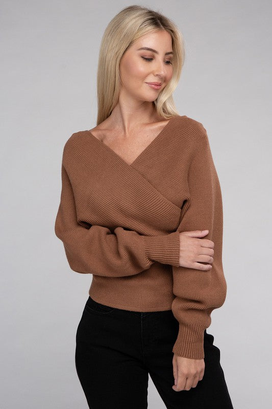 Cross Wrap Pullover Sweater