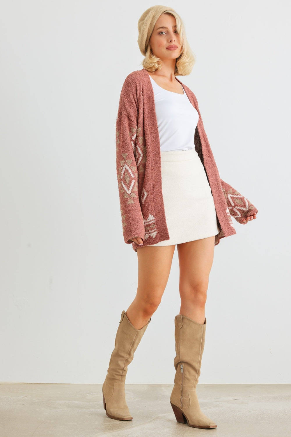 VERYJ Open Front Long Sleeve Cardigan