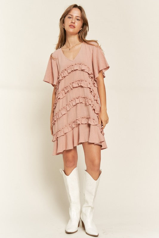 Tiered  Ruffle Mini Dress