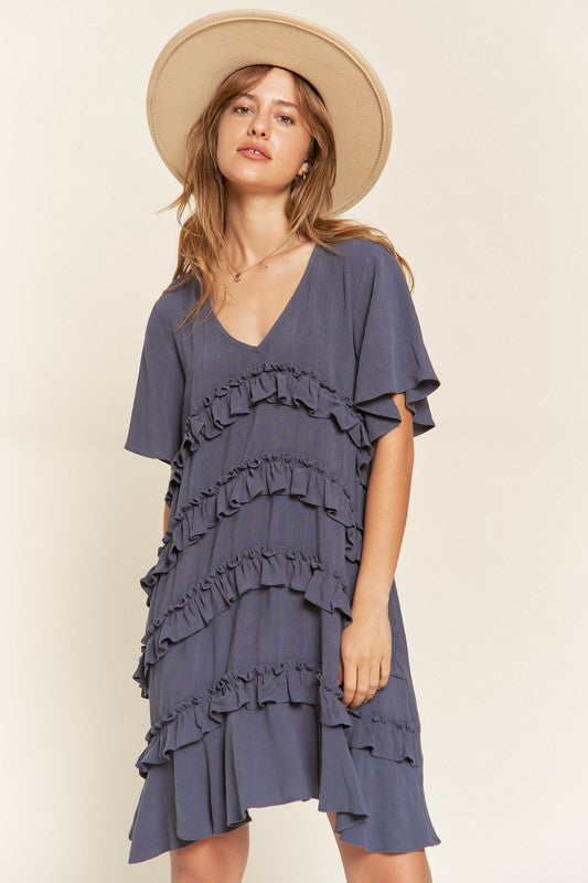 Tiered  Ruffle Mini Dress