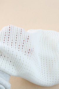 White Hollow-out Knitted Short Sleeve T Shirt