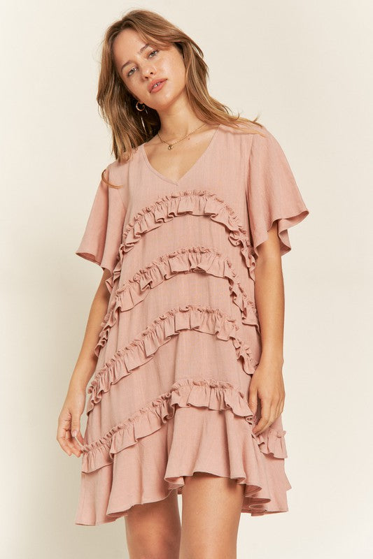 Tiered  Ruffle Mini Dress