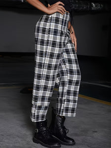 Plaid High Waist Pants