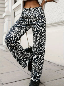 Animal Print Elastic Waist Pants