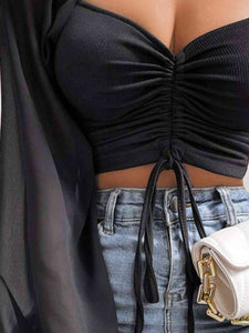 Drawstring Sweetheart Neck Cropped Top