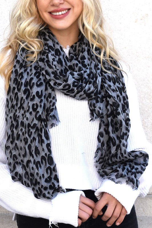 Leopard Printed Light Weight Oblong Wrap Scarf