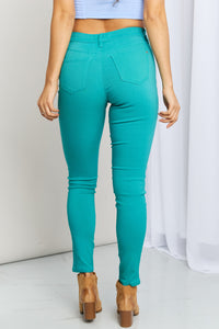 Mid-Rise Skinny Jeans in Sea Green