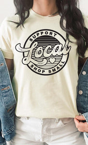 Support Local Shop Small Heart Retro Graphic Tee