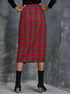 Plaid Button-Down Mini Skirt