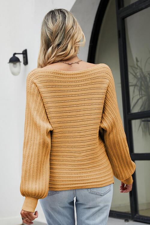 Boat Neck Sleeve Sweater