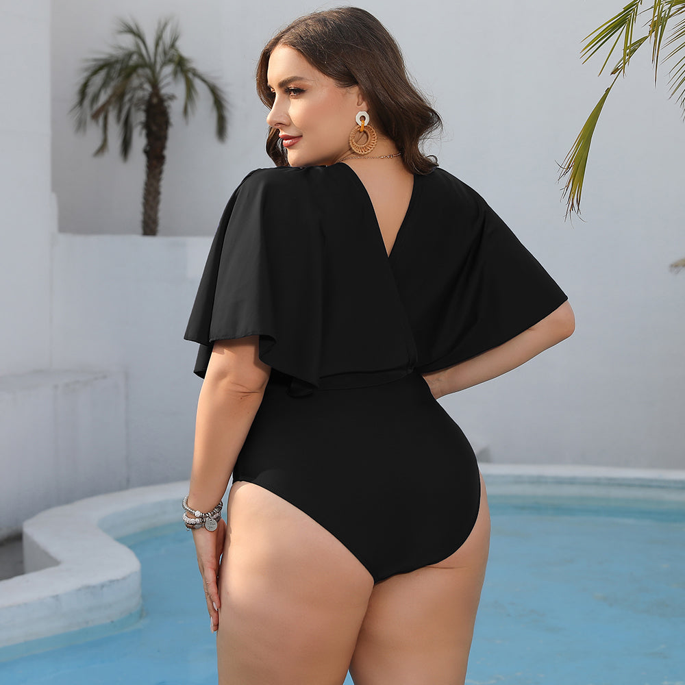 Ruched Surplice Neck One-Piece Swimsuit