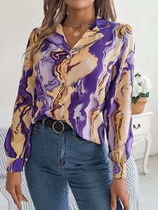 Printed Button Up Long Sleeve Shirt
