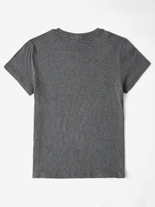 Sequin Heart Round Neck Short Sleeve T-Shirt