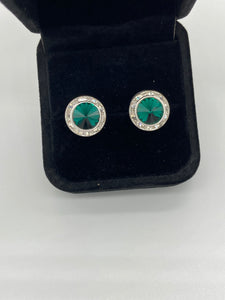 Eternity Emerald Halo Stud earrings